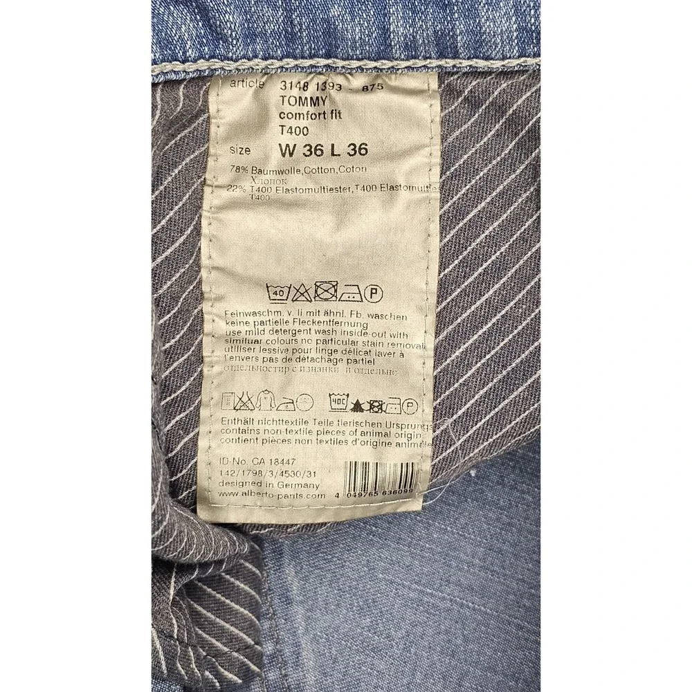 Alberto Jeans‎ Mens 36x36 T400 Denim Comfort Fit Tommy..Fits (36x28) Medium Wash